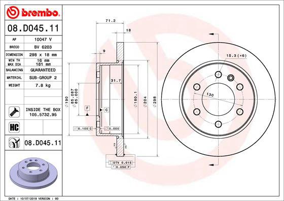 

BREMBO brzdový kotouč 08.D045.11, sada 2 ks
