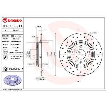

BREMBO brzdový kotouč 08.D060.1X, sada 2 ks