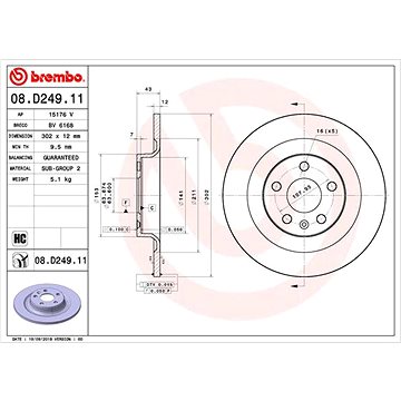 

BREMBO brzdový kotouč 08.D249.11, sada 2 ks