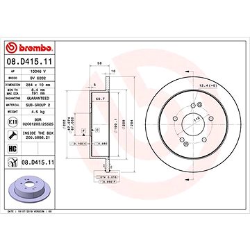 

BREMBO brzdový kotouč 08.D415.11, sada 2 ks