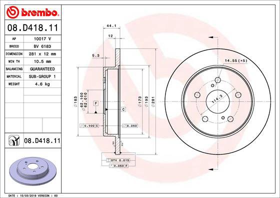 

BREMBO brzdový kotouč 08.D418.11, sada 2 ks