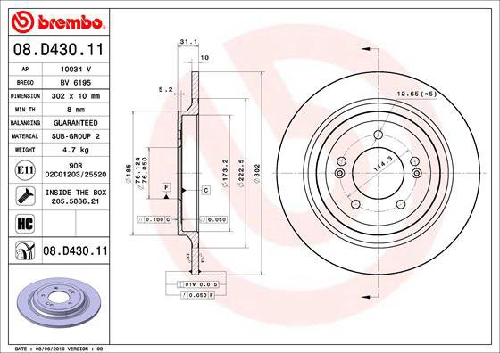 

BREMBO brzdový kotouč 08.D430.11, sada 2 ks