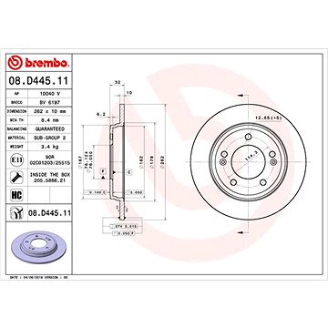 

BREMBO brzdový kotouč 08.D445.11, sada 2 ks