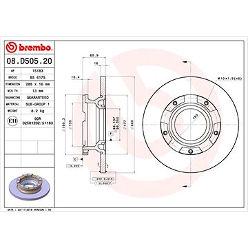 

BREMBO brzdový kotouč 08.D505.20, sada 2 ks