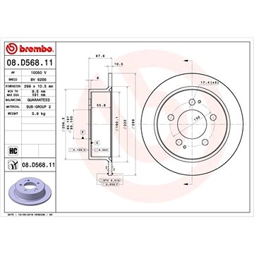 

BREMBO brzdový kotouč 08.D568.11, sada 2 ks