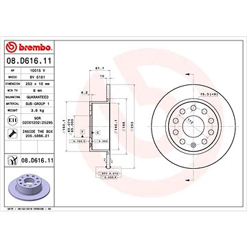 

BREMBO brzdový kotouč 08.D616.11, sada 2 ks