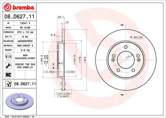 

BREMBO brzdový kotouč 08.D627.11, sada 2 ks