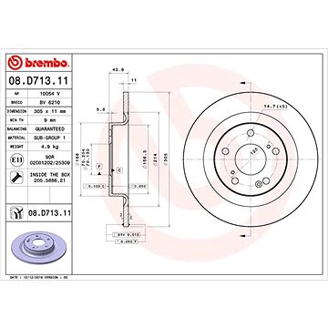

BREMBO brzdový kotouč 08.D713.11, sada 2 ks