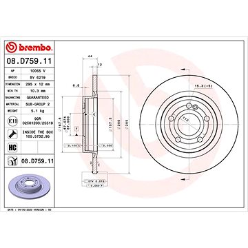 

BREMBO brzdový kotouč 08.D759.11, sada 2 ks