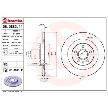 

BREMBO brzdový kotouč 08.D883.11, sada 2 ks