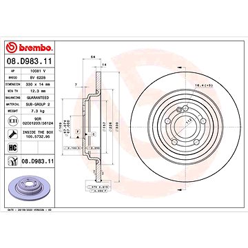 

BREMBO brzdový kotouč 08.D983.11, sada 2 ks