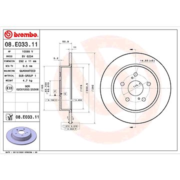 

BREMBO brzdový kotouč 08.E033.11, sada 2 ks