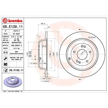 

BREMBO brzdový kotouč 08.E139.11, sada 2 ks
