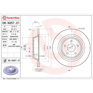 

BREMBO brzdový kotouč 08.N257.21, sada 2 ks