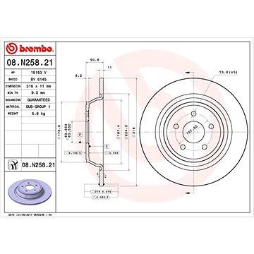 

BREMBO brzdový kotouč 08.N258.21, sada 2 ks