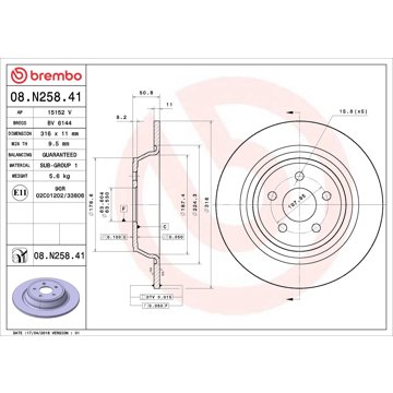 

BREMBO brzdový kotouč 08.N258.41, sada 2 ks