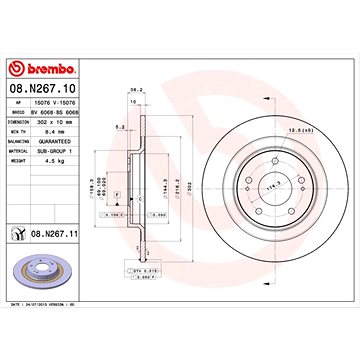 

BREMBO brzdový kotouč 08.N267.11, sada 2 ks