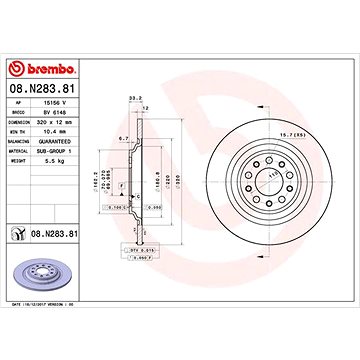 

BREMBO brzdový kotouč 08.N283.81, sada 2 ks