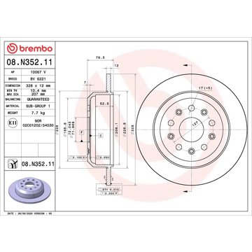 

BREMBO brzdový kotouč 08.N352.11, sada 2 ks