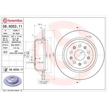 

BREMBO brzdový kotouč 08.N353.11, sada 2 ks