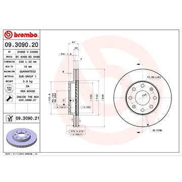 

BREMBO brzdový kotouč 09.3090.21, sada 2 ks