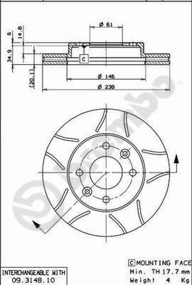 

BREMBO brzdový kotouč 09.3148.75, sada 2 ks