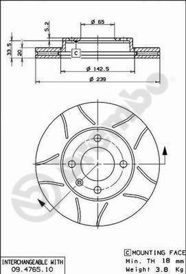 

BREMBO brzdový kotouč 09.4765.75, sada 2 ks