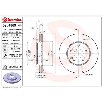 

BREMBO brzdový kotouč 09.4869.41, sada 2 ks