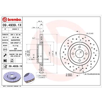 

BREMBO brzdový kotouč 09.4939.1X, sada 2 ks