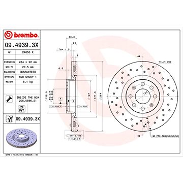 

BREMBO brzdový kotouč 09.4939.3X, sada 2 ks