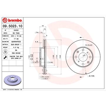 

BREMBO brzdový kotouč 09.5023.10, sada 2 ks