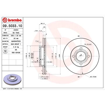 

BREMBO brzdový kotouč 09.5033.10, sada 2 ks