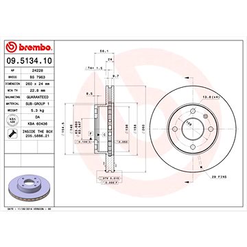 

BREMBO brzdový kotouč 09.5134.10, sada 2 ks