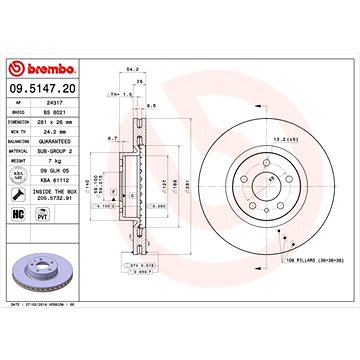 

BREMBO brzdový kotouč 09.5147.20, sada 2 ks