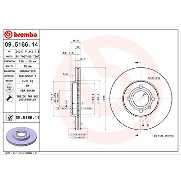 

BREMBO brzdový kotouč 09.5166.11, sada 2 ks