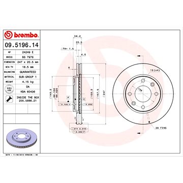 

BREMBO brzdový kotouč 09.5196.11, sada 2 ks