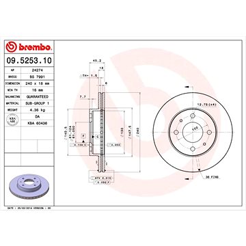 

BREMBO brzdový kotouč 09.5253.10, sada 2 ks