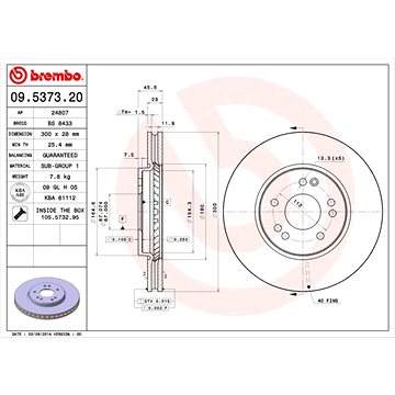

BREMBO brzdový kotouč 09.5373.20, sada 2 ks