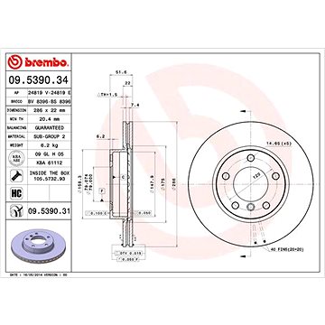 

BREMBO brzdový kotouč 09.5390.31, sada 2 ks