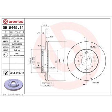 

BREMBO brzdový kotouč 09.5449.11, sada 2 ks