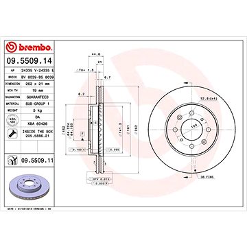 

BREMBO brzdový kotouč 09.5509.11, sada 2 ks
