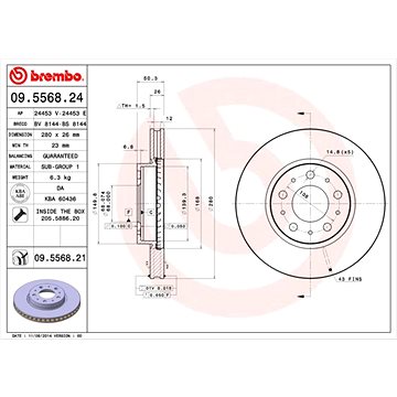 

BREMBO brzdový kotouč 09.5568.21, sada 2 ks