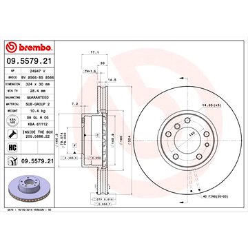

BREMBO brzdový kotouč 09.5579.21, sada 2 ks