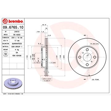 

BREMBO brzdový kotouč 09.6765.10, sada 2 ks