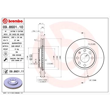 

BREMBO brzdový kotouč 09.8601.11, sada 2 ks