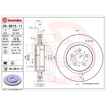 

BREMBO brzdový kotouč 09.8615.11, sada 2 ks
