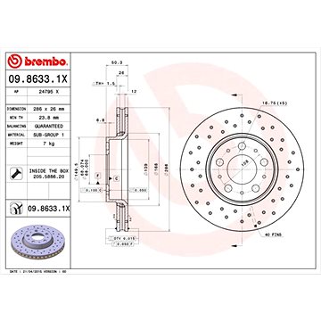 

BREMBO brzdový kotouč 09.8633.1X, sada 2 ks
