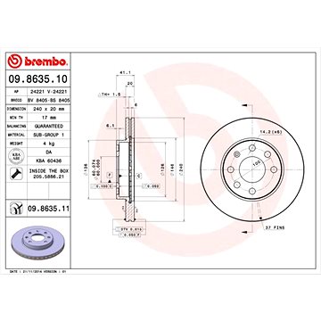 

BREMBO brzdový kotouč 09.8635.11, sada 2 ks