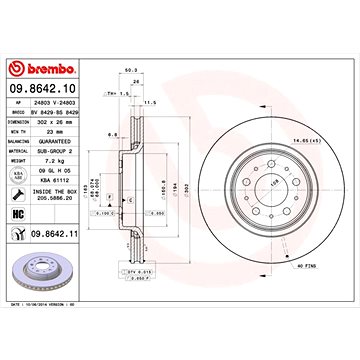 

BREMBO brzdový kotouč 09.8642.11, sada 2 ks