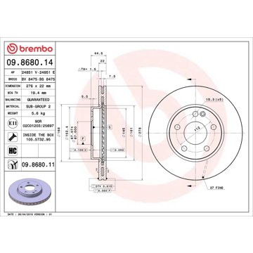 

BREMBO brzdový kotouč 09.8680.11, sada 2 ks